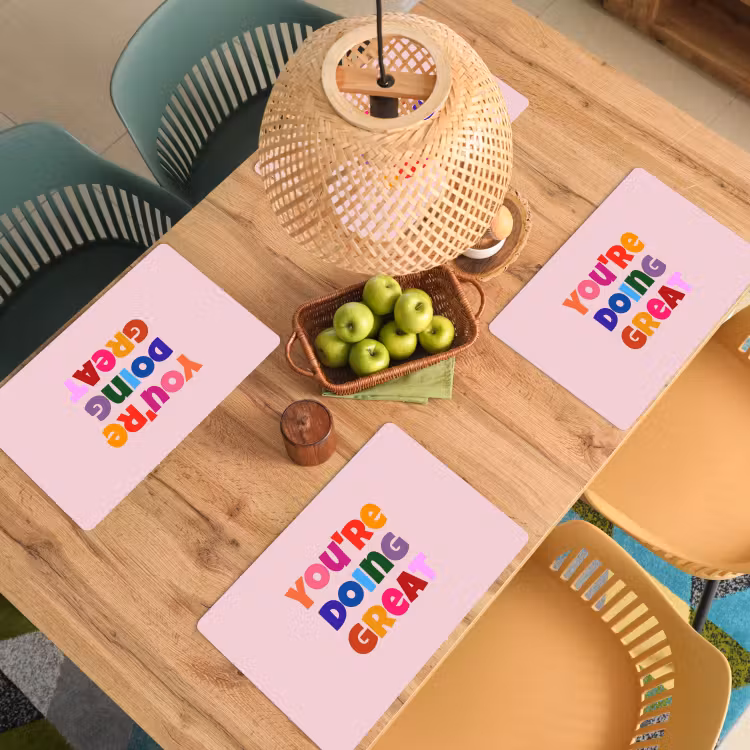 Placemat - 6 stuks - You're doing great - Roze - Kleurrijk — 6