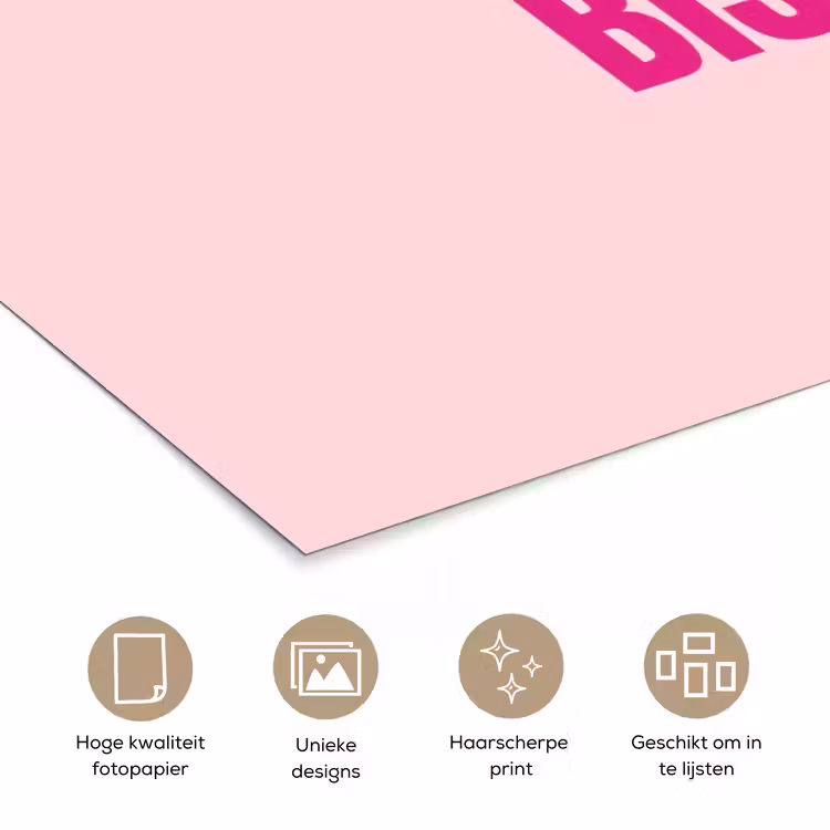 Poster - Bisou - Roze - Minimalistisch — 5