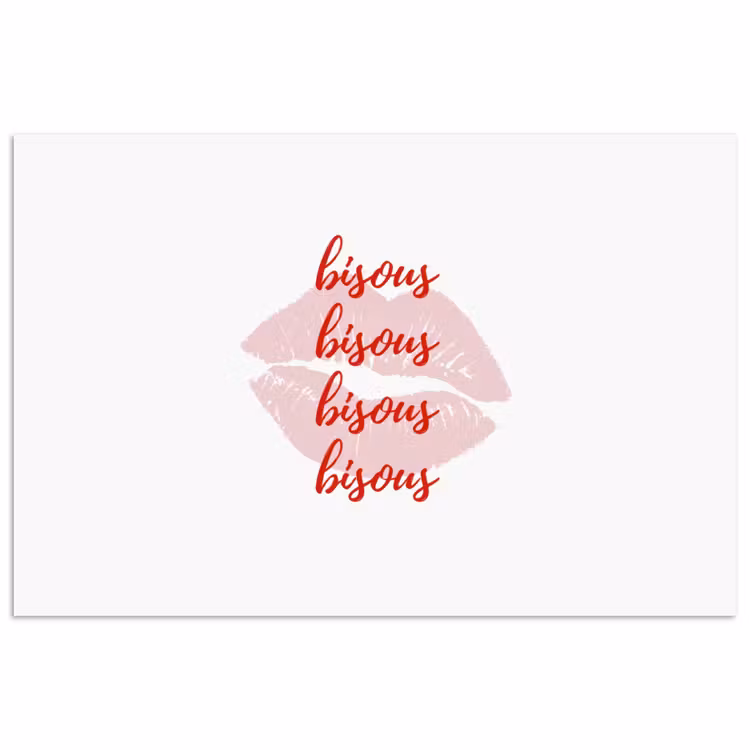 Poster - Bisous - Lip - Wit - Rood — 1
