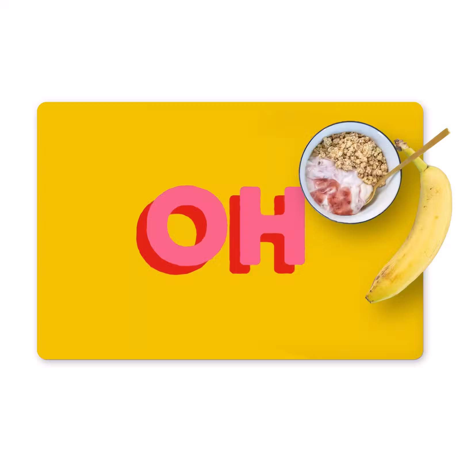 Placemat - 6 stuks - Geel - Roze - Oh - 3D — 1