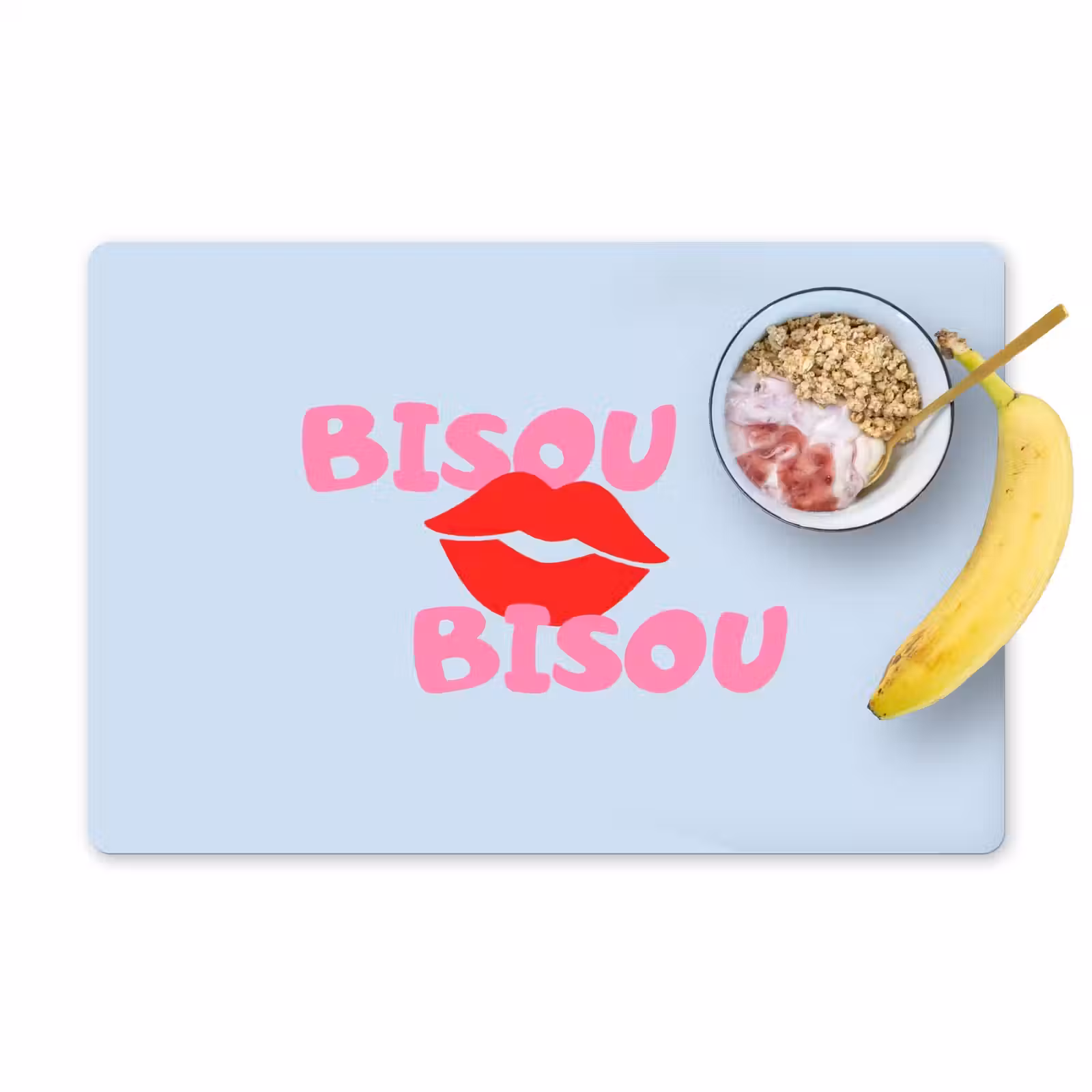 Placemat - 6 stuks - Lippen - Bisou - Blauw — 1