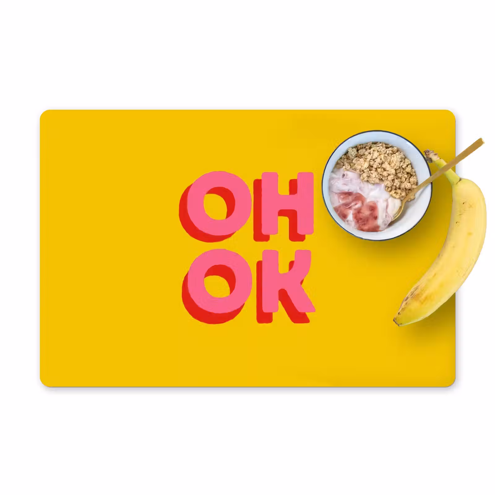 Placemat - 6 stuks - Oh ok - 3D - Geel - Roze — 1