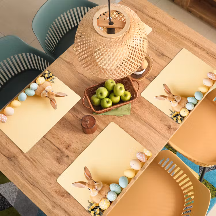 Placemat - 6 stuks - Eieren - Konijn - Pasteltinten — 6