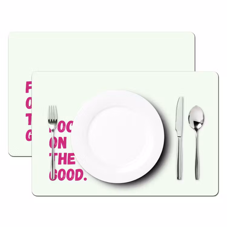 Placemat - 6 stuks - Focus on the good - Beige - Roze — 2