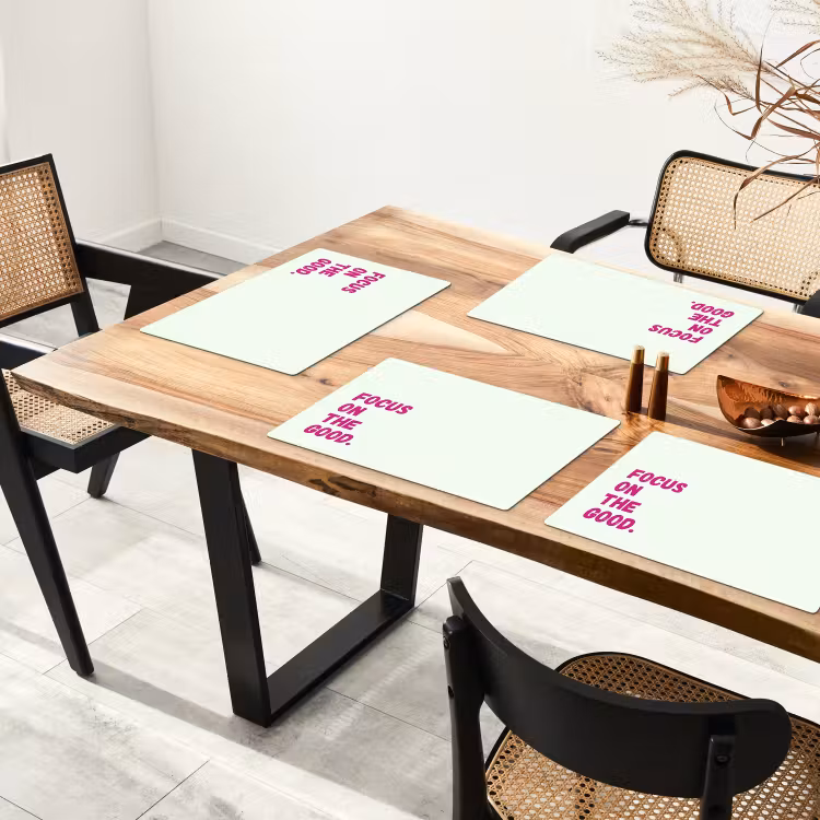 Placemat - 6 stuks - Focus on the good - Beige - Roze — 5