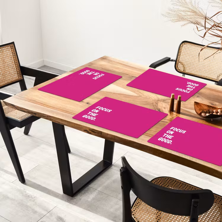 Placemat - 6 stuks - Focus on the good - Roze - Simple — 5