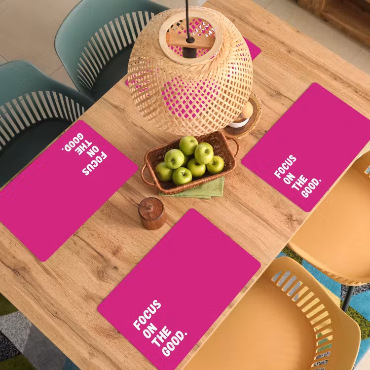 Placemat - 6 stuks - Focus on the good - Roze - Simple — 6