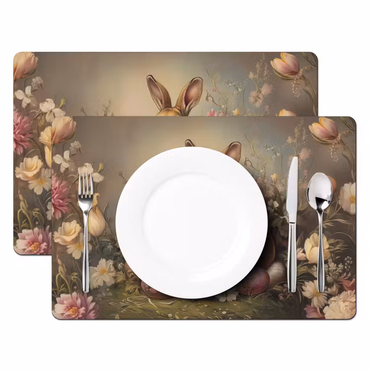 Placemat - 6 stuks - Haas - Stilleven - Bloemen — 2