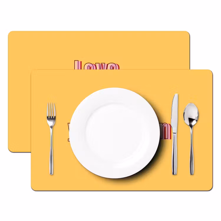 Placemat - 6 stuks - Love yourself - Roze - Geel — 2