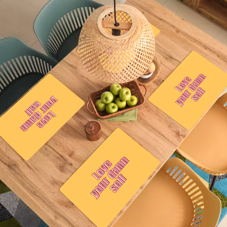 Placemat - 6 stuks - Love yourself - Roze - Geel — 6