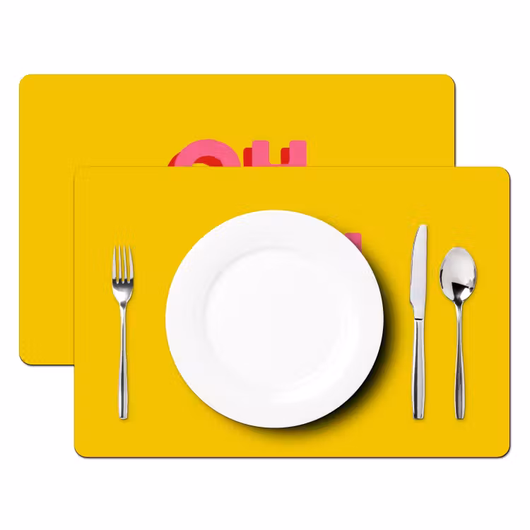 Placemat - 6 stuks - Oh ok - 3D - Geel - Roze — 2