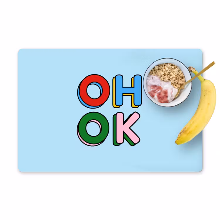Placemat - 6 stuks - Oh ok - Blauw - Kleurrijk — 1
