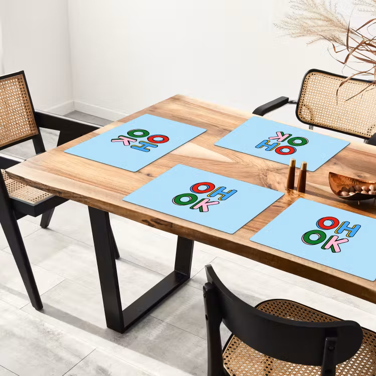 Placemat - 6 stuks - Oh ok - Blauw - Kleurrijk — 5