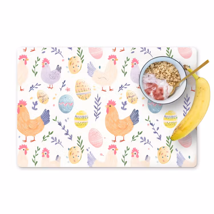 Placemat - 6 stuks - Patroon - Kip - Paaseieren — 1
