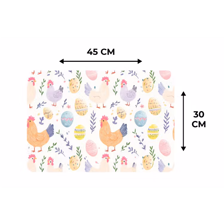 Placemat - 6 stuks - Patroon - Kip - Paaseieren — 3