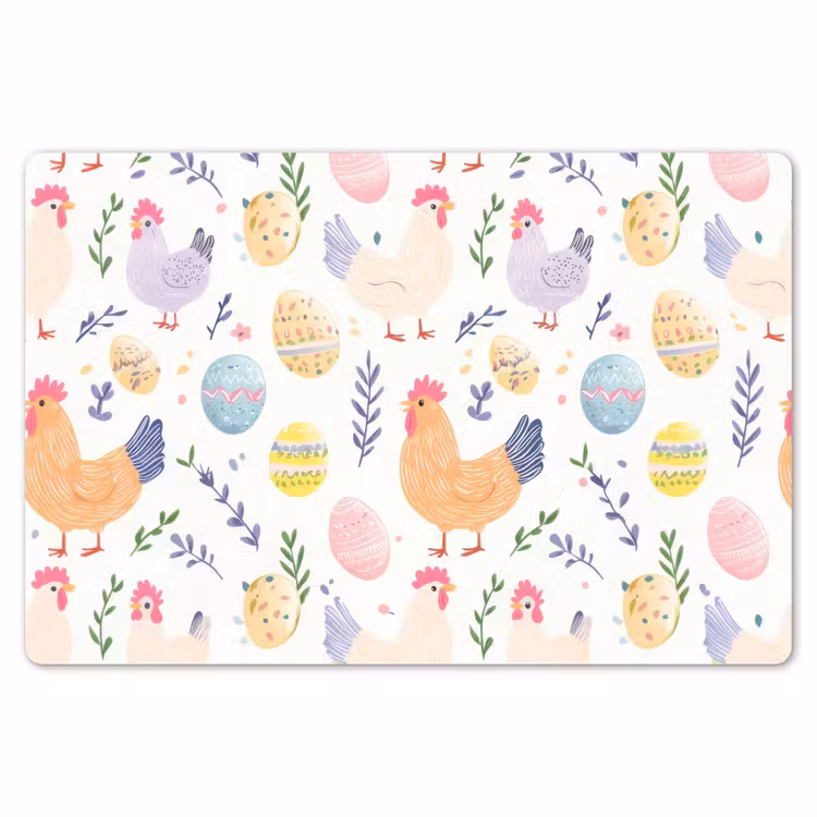 Placemat - 6 stuks - Patroon - Kip - Paaseieren — 7