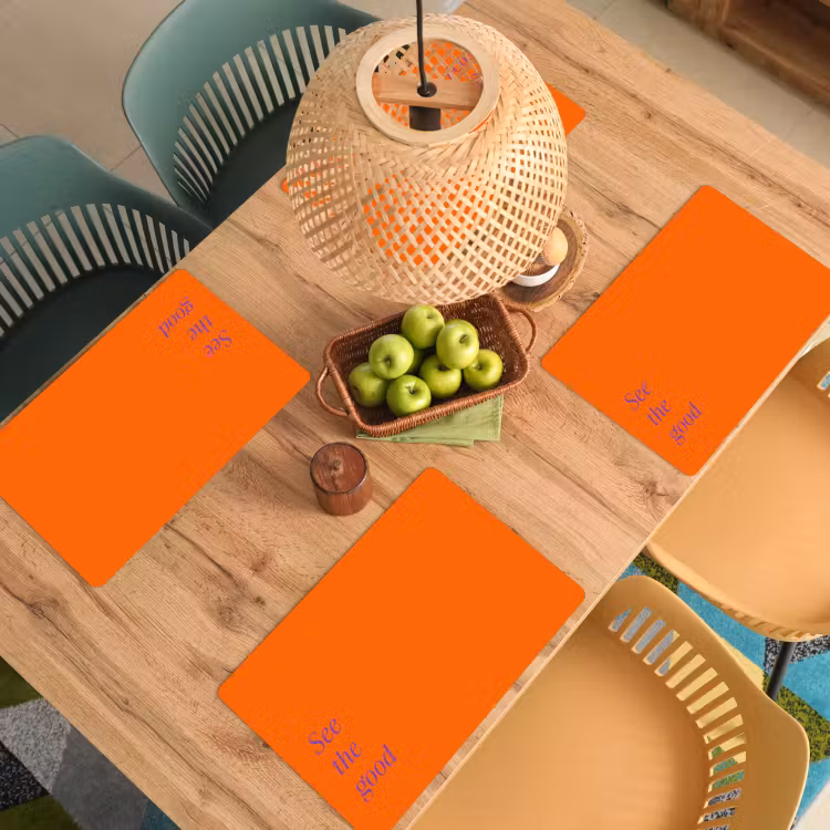 Placemat - 6 stuks - See te good - Paars - Oranje — 6