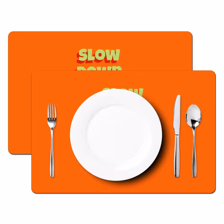 Placemat - 6 stuks - Slow down you're doing fine - Oranje - Simple — 2
