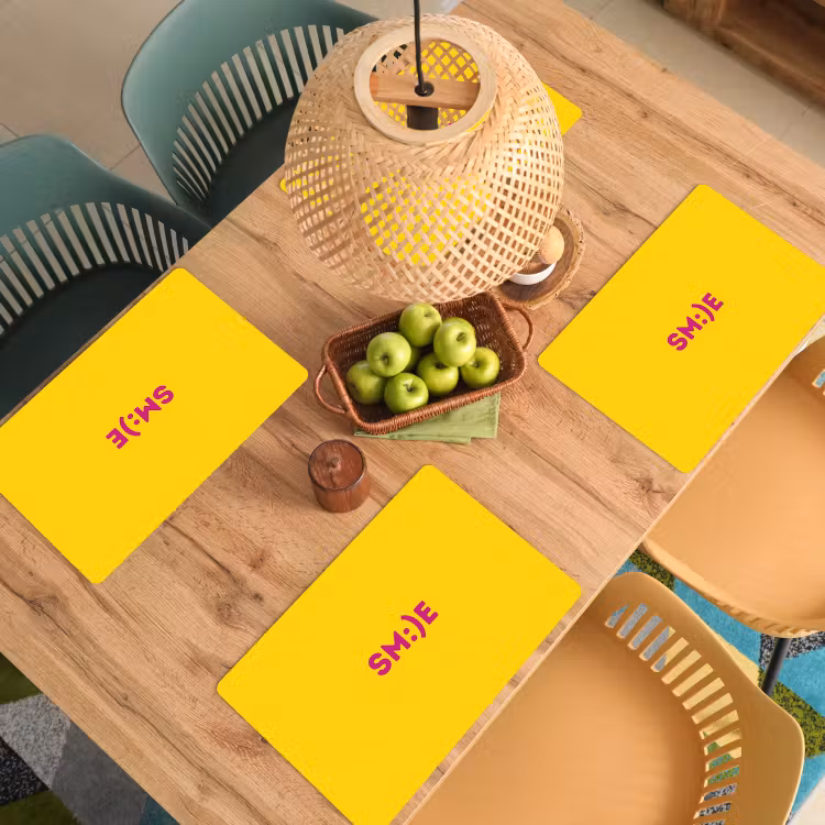 Placemat - 6 stuks - Smile - Roze - Geel — 6