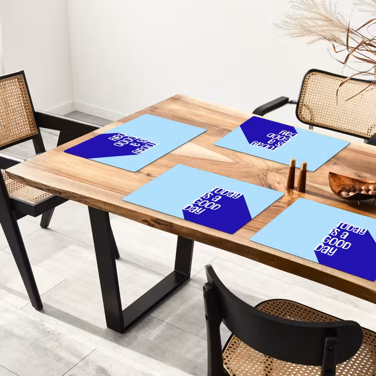 Placemat - 6 stuks - Today is a good day - Blauw - Schaduw — 5