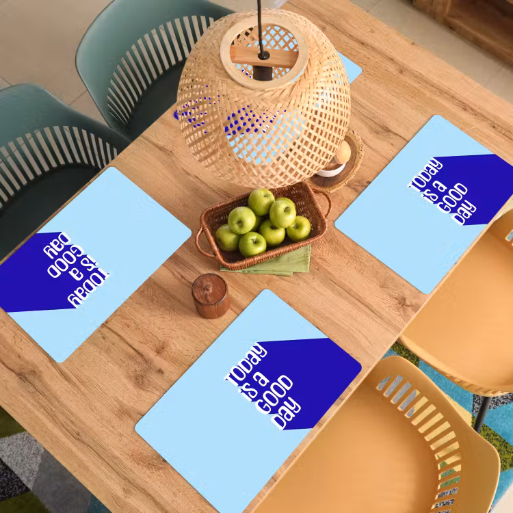 Placemat - 6 stuks - Today is a good day - Blauw - Schaduw — 6