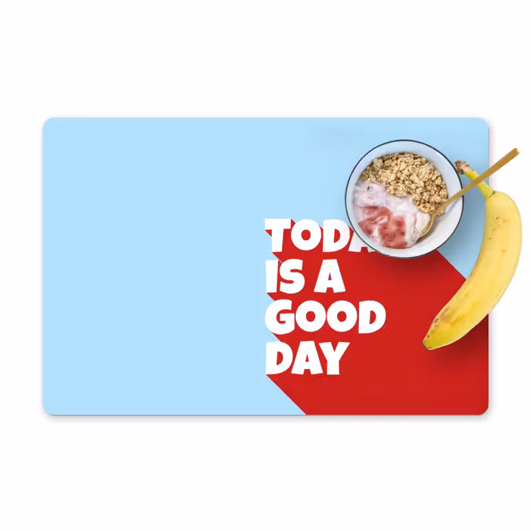 Placemat - 6 stuks - Today is a good day - Rood - lichtblauw — 1