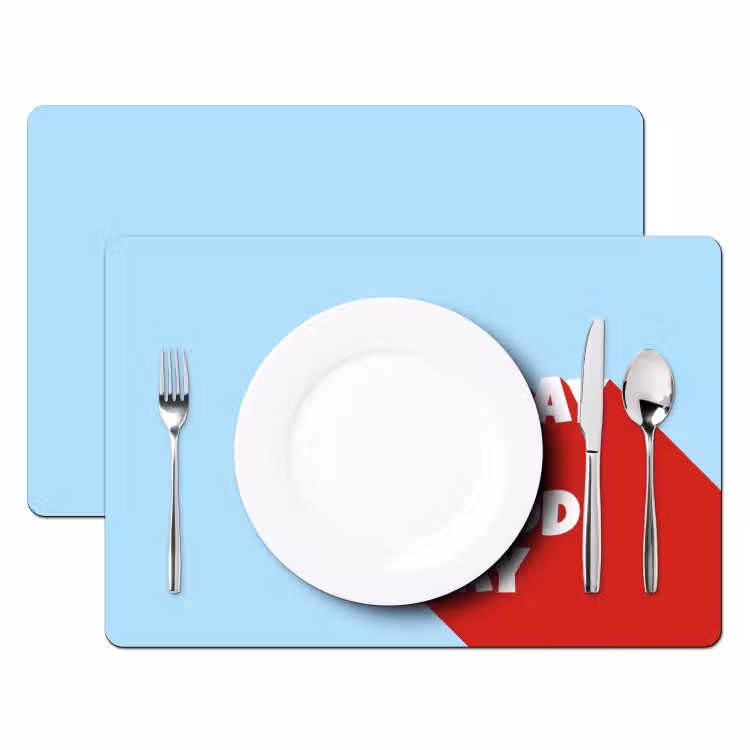 Placemat - 6 stuks - Today is a good day - Rood - lichtblauw — 2