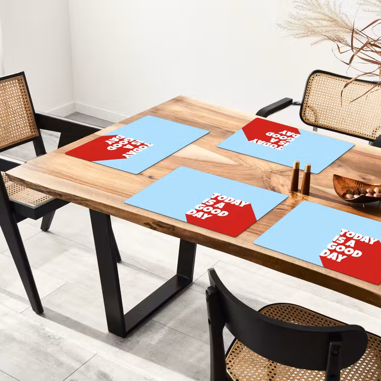 Placemat - 6 stuks - Today is a good day - Rood - lichtblauw — 5