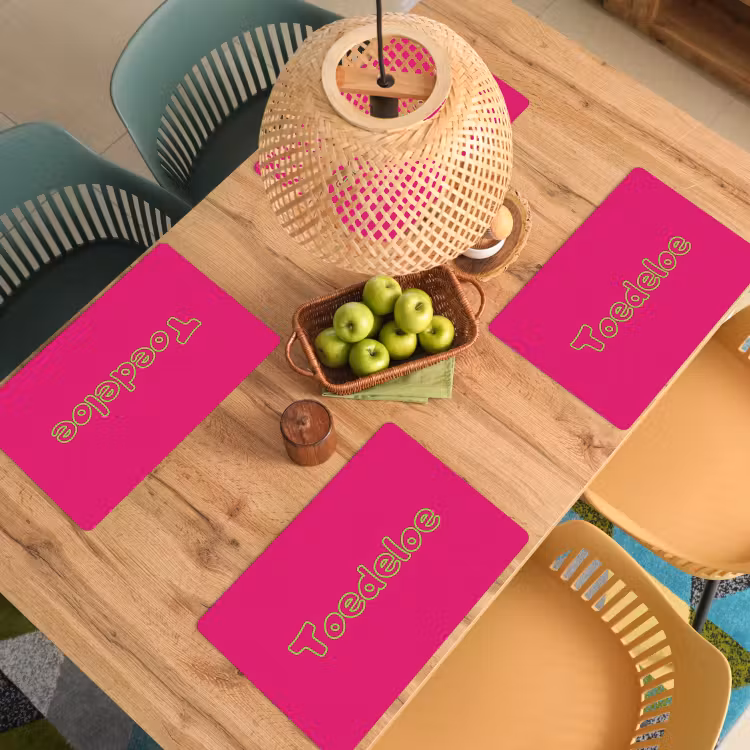 Placemat - 6 stuks - Toedeloe - Groen - Roze — 6