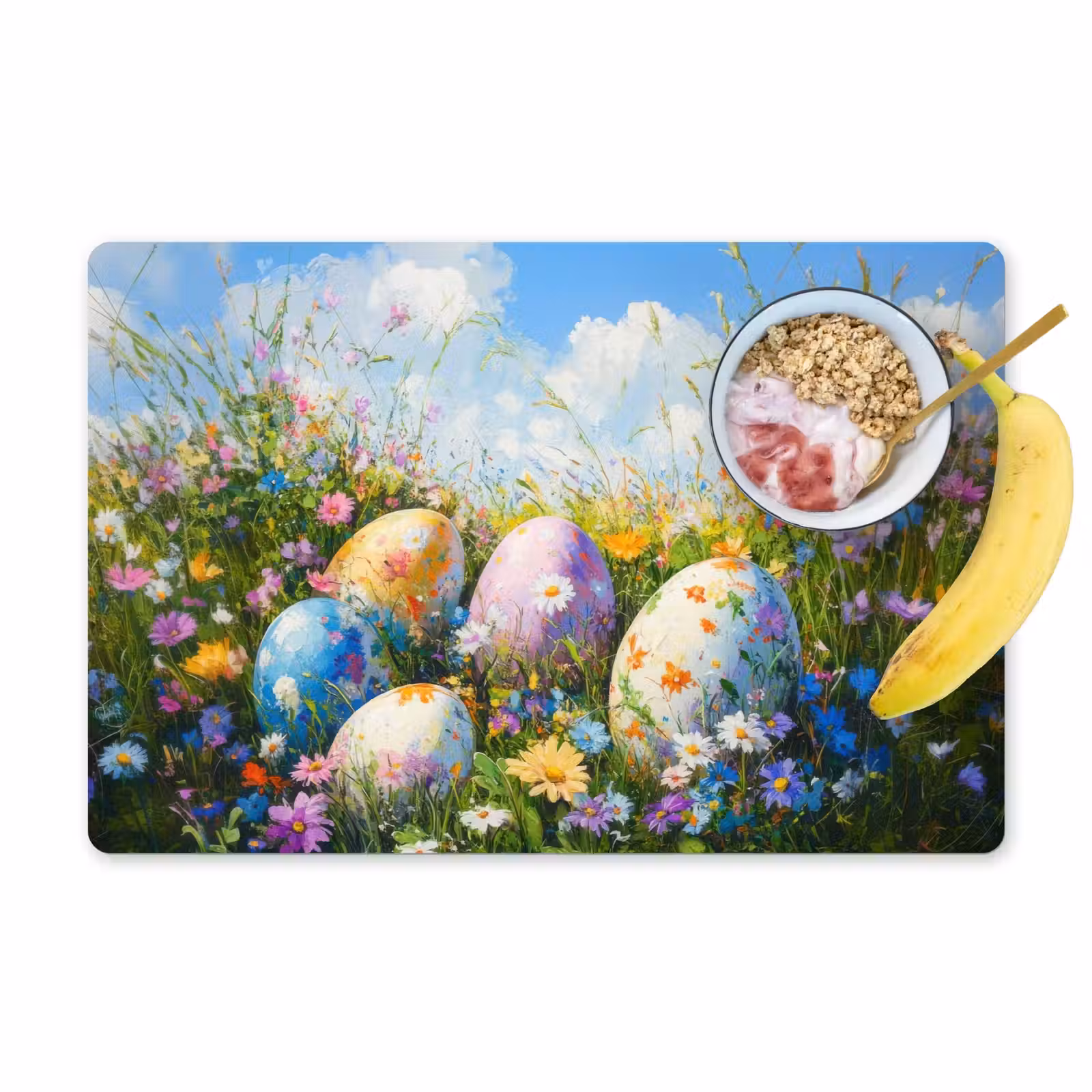 Placemat - 6 stuks - Grasveld - Eieren - Bloemen — 1