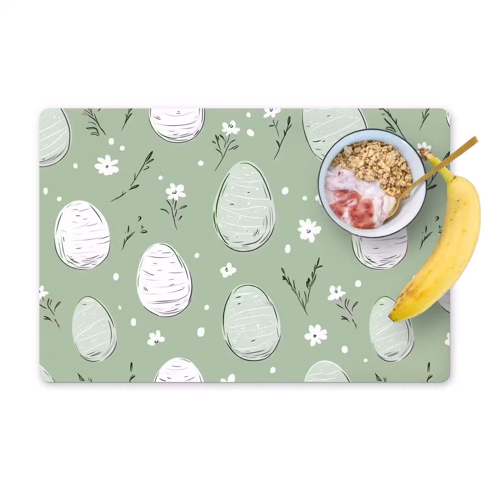 Placemat - 6 stuks - Groen - Eieren - Patroon — 1