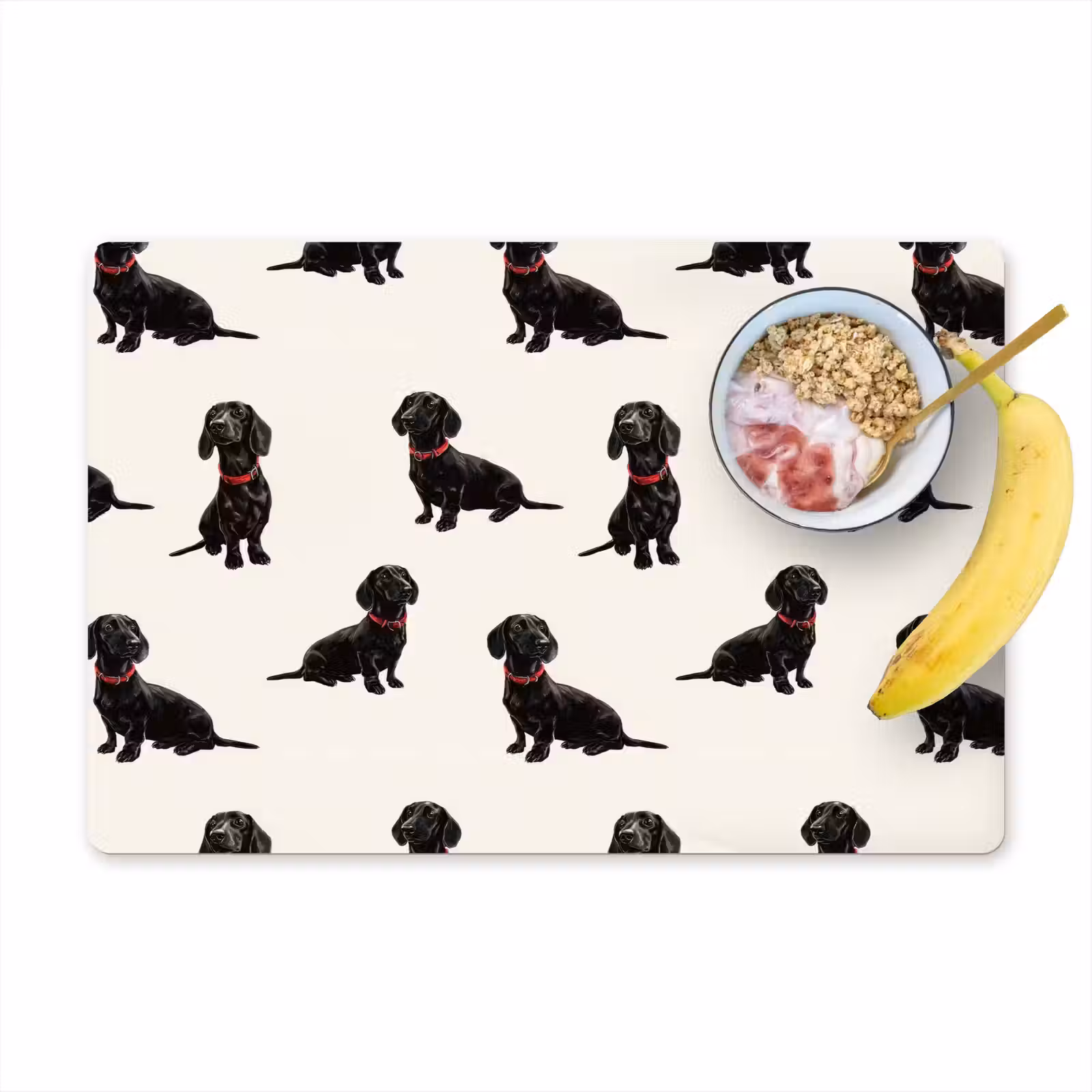 Placemat - 6 stuks - Hond - Patroon - Zwart — 1
