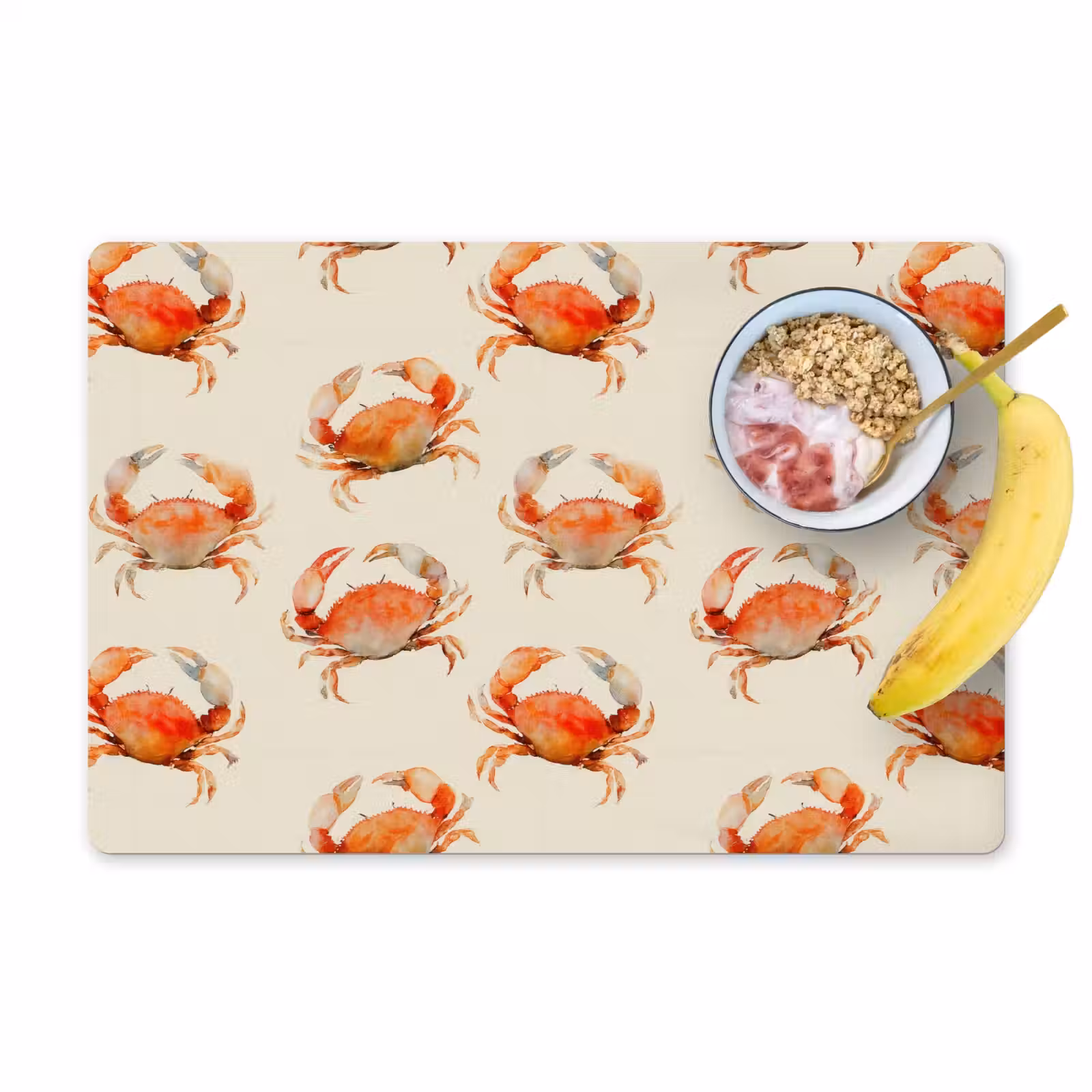 Placemat - 6 stuks - Krabben - Patroon - Oranje — 1