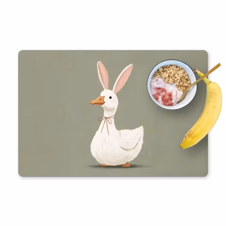 Placemat - 6 stuks - Eend - Konijnoren - Grijs — 1