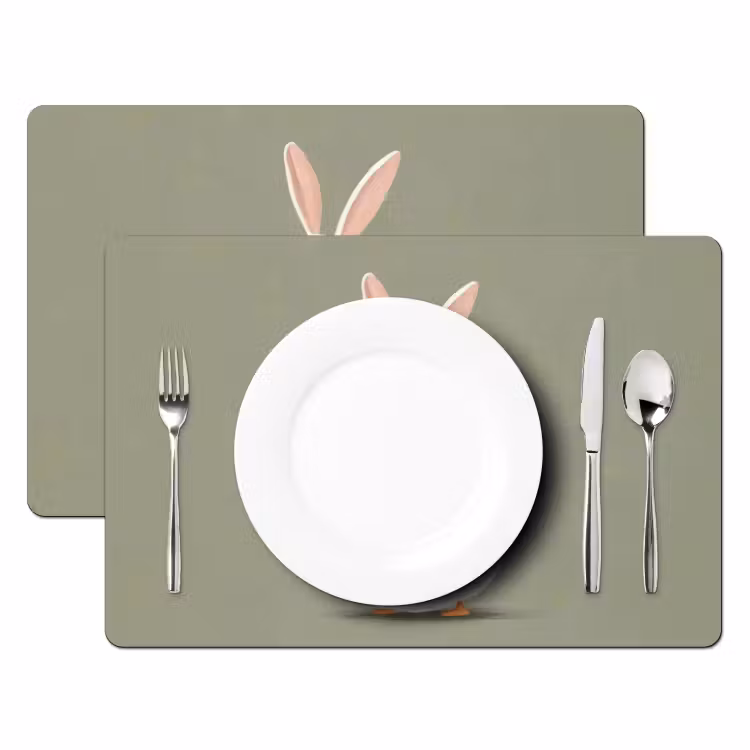 Placemat - 6 stuks - Eend - Konijnoren - Grijs — 2