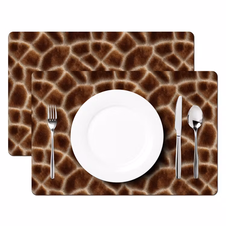 Placemat - 6 stuks - Giraf - Bruin - Vacht — 2