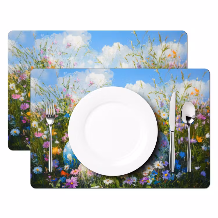 Placemat - 6 stuks - Grasveld - Eieren - Bloemen — 2