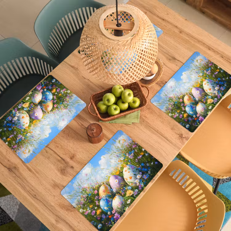 Placemat - 6 stuks - Grasveld - Eieren - Bloemen — 6