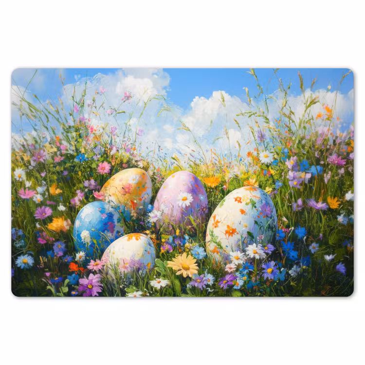 Placemat - 6 stuks - Grasveld - Eieren - Bloemen — 7