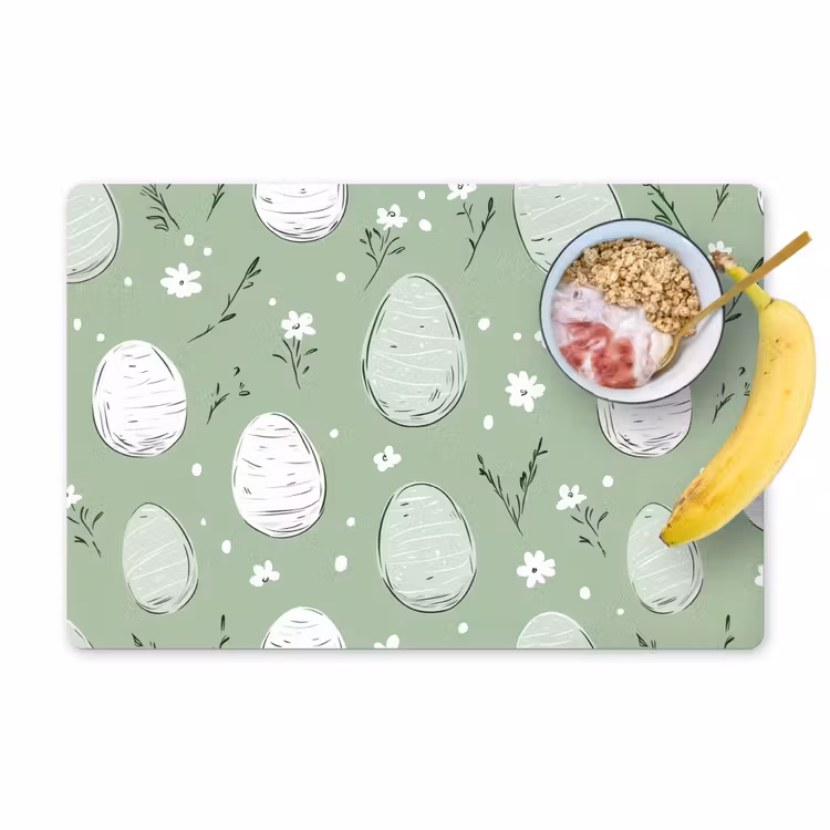 Placemat - 6 stuks - Groen - Eieren - Patroon — 1