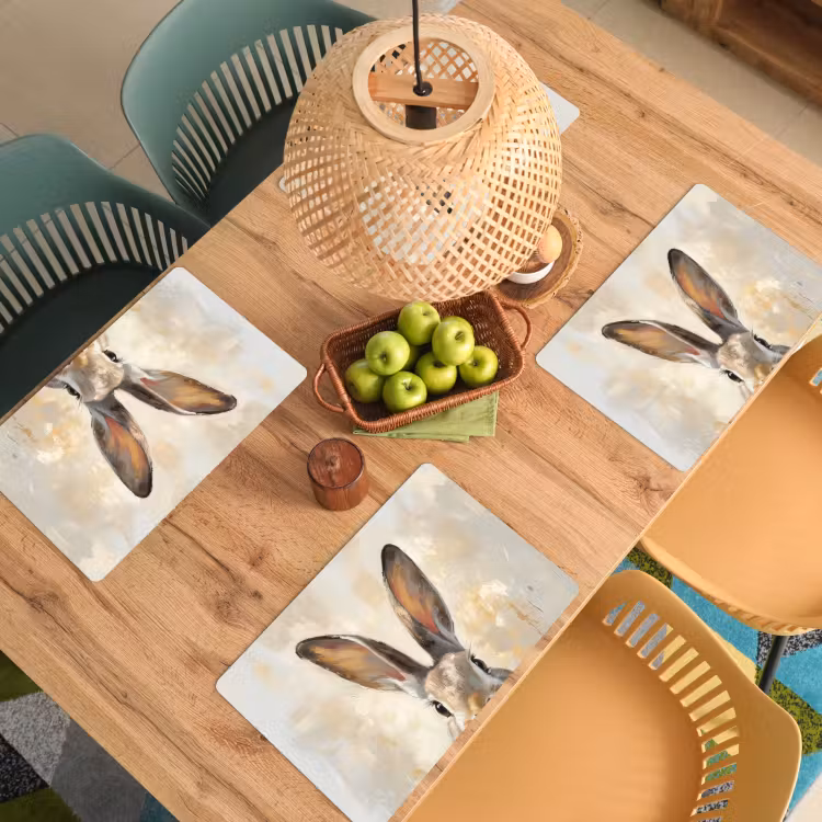 Placemat - 6 stuks - Haas - Oren - Bruin — 6