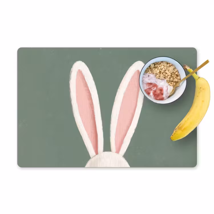 Placemat - 6 stuks - Hazen - Oren - Roze — 1