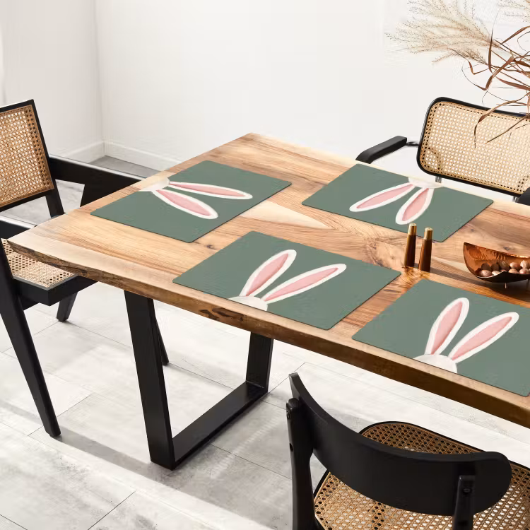Placemat - 6 stuks - Hazen - Oren - Roze — 5