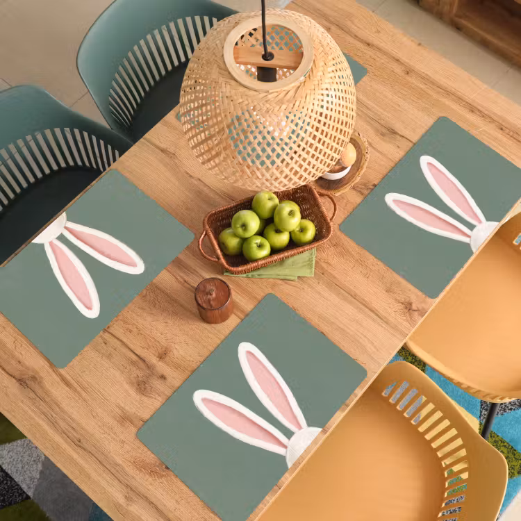 Placemat - 6 stuks - Hazen - Oren - Roze — 6