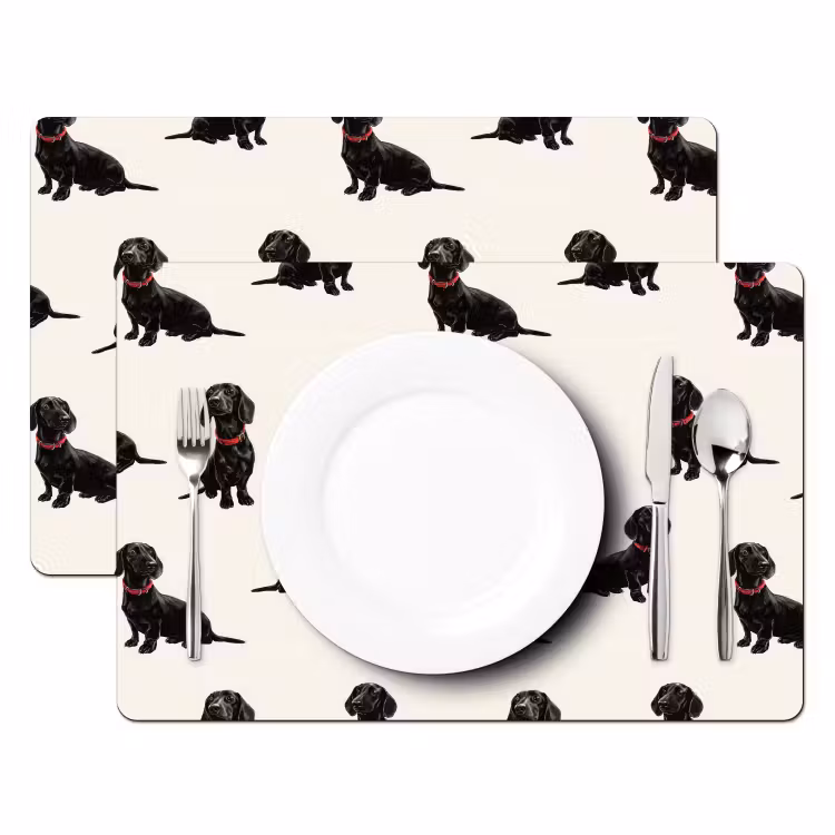 Placemat - 6 stuks - Hond - Patroon - Zwart — 2