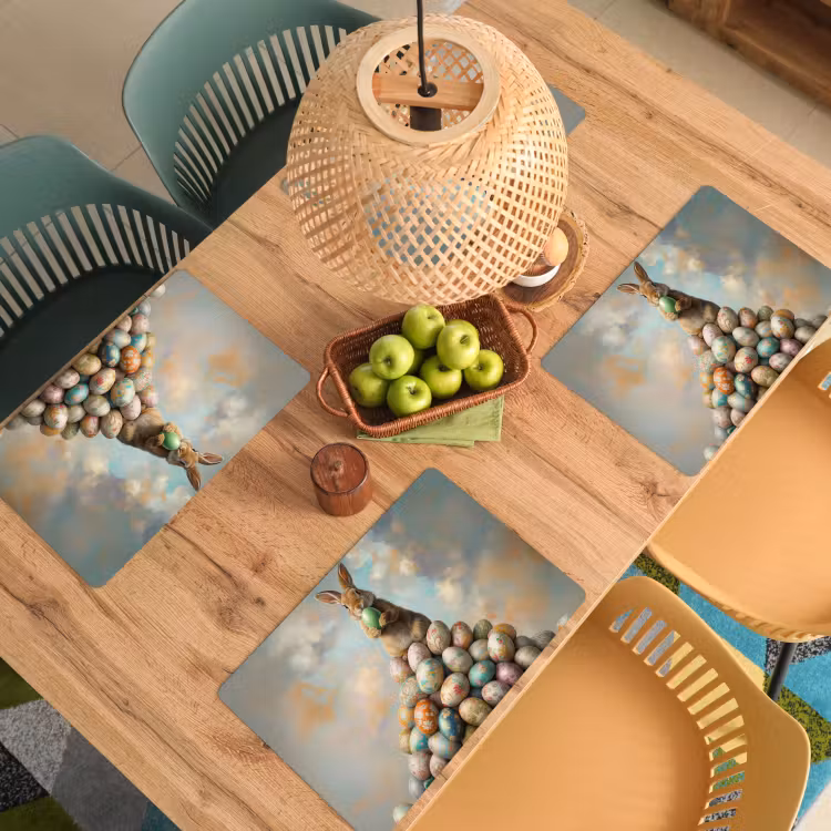 Placemat - 6 stuks - Konijn - Eieren - Kleurrijk — 6