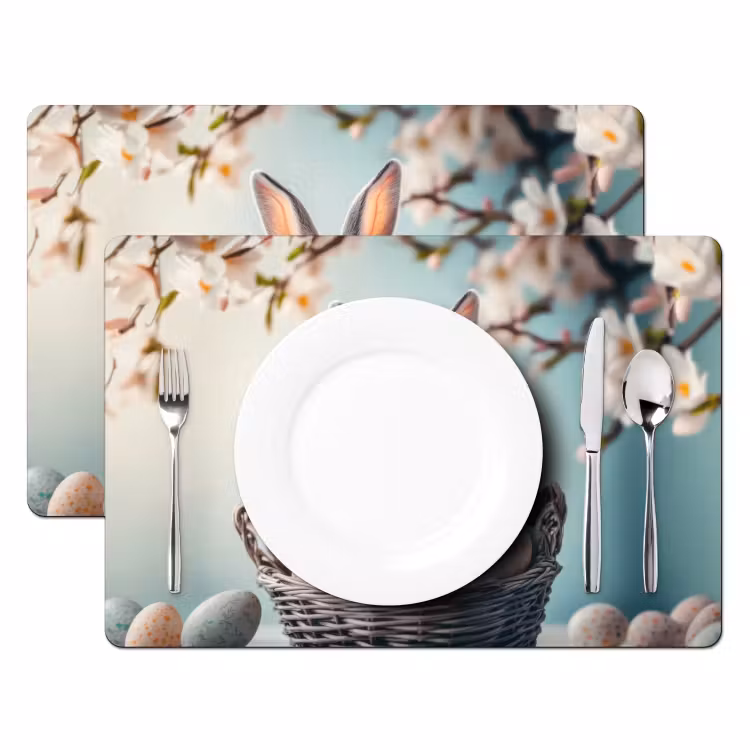 Placemat - 6 stuks - Konijn - Eieren - Mand — 2