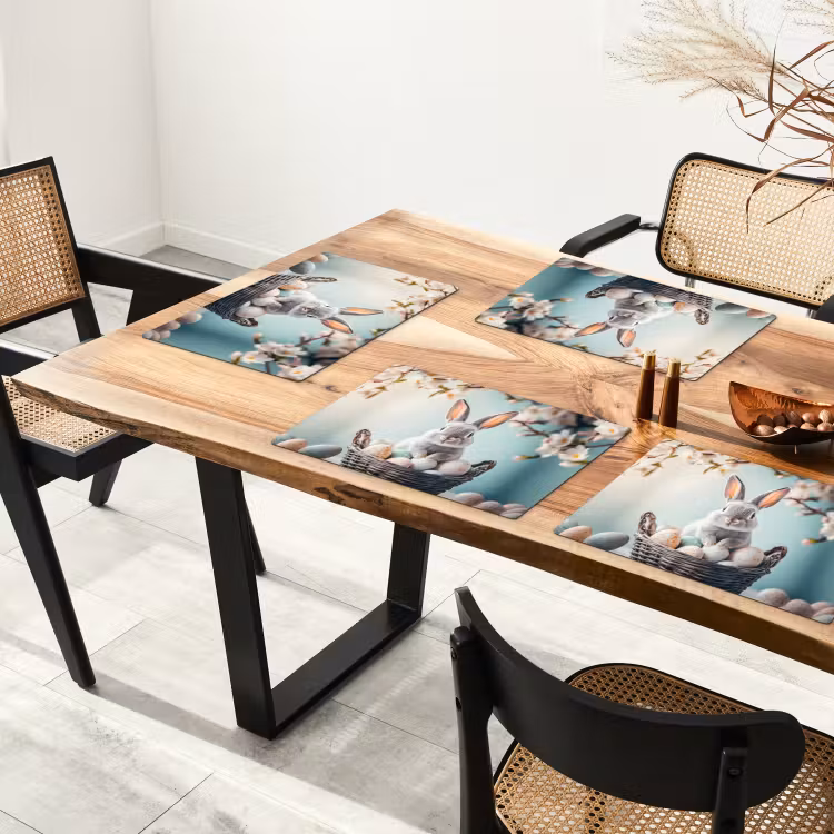 Placemat - 6 stuks - Konijn - Eieren - Mand — 5