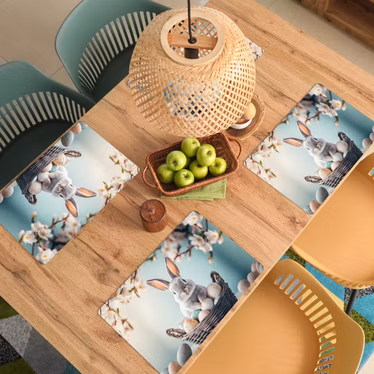 Placemat - 6 stuks - Konijn - Eieren - Mand — 6