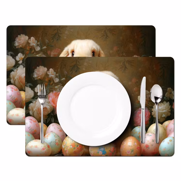 Placemat - 6 stuks - Konijn - Paaseieren - Stilleven — 2